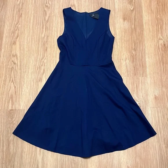 bon appetit navy blue skater dress NWT Lulu's Bon Appetit Navy Blue Skater Dress Sleek A-Line Skirt Fit Flare Small